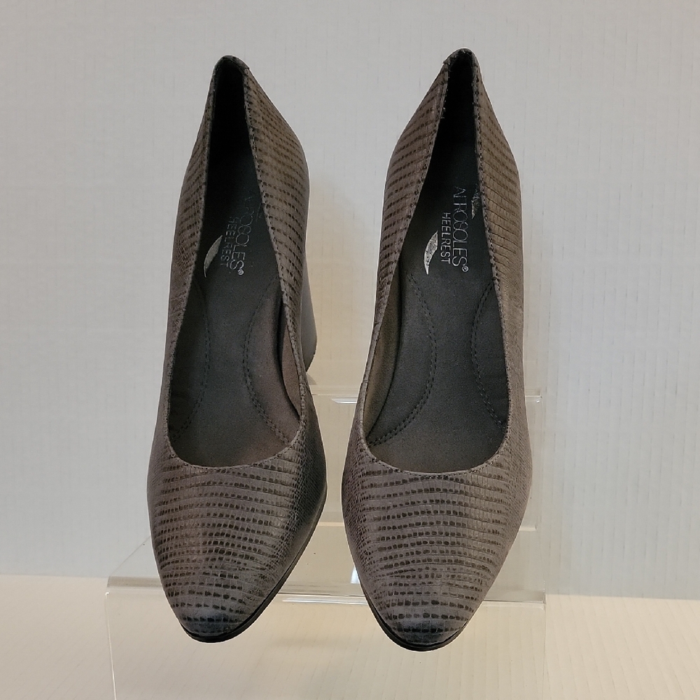 Aerosoles Women's Textured Gray Leather Heels